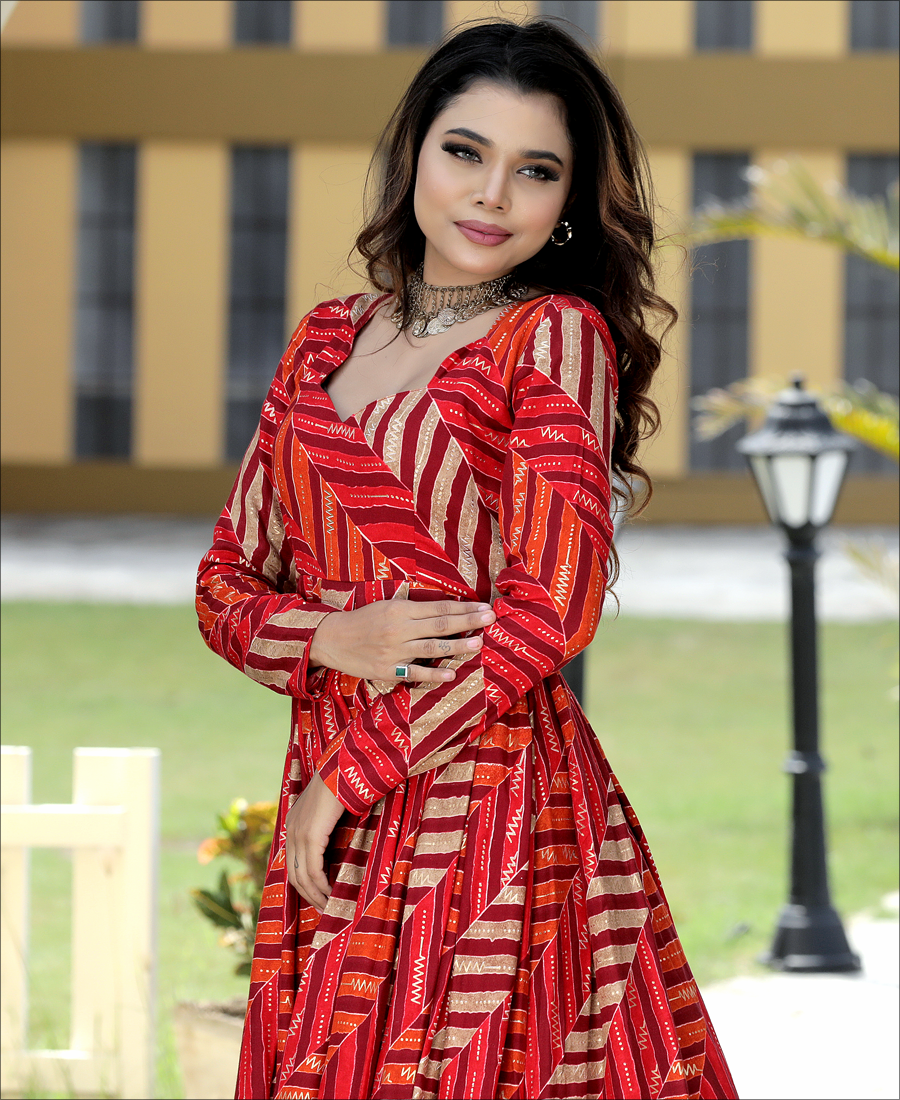 Multi Color Rayon Printed Long Kurti