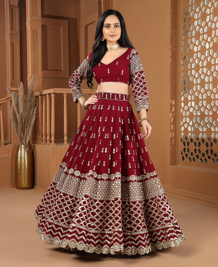 Maroon Color 9mm Sequins Embroidered Lehenga Choli