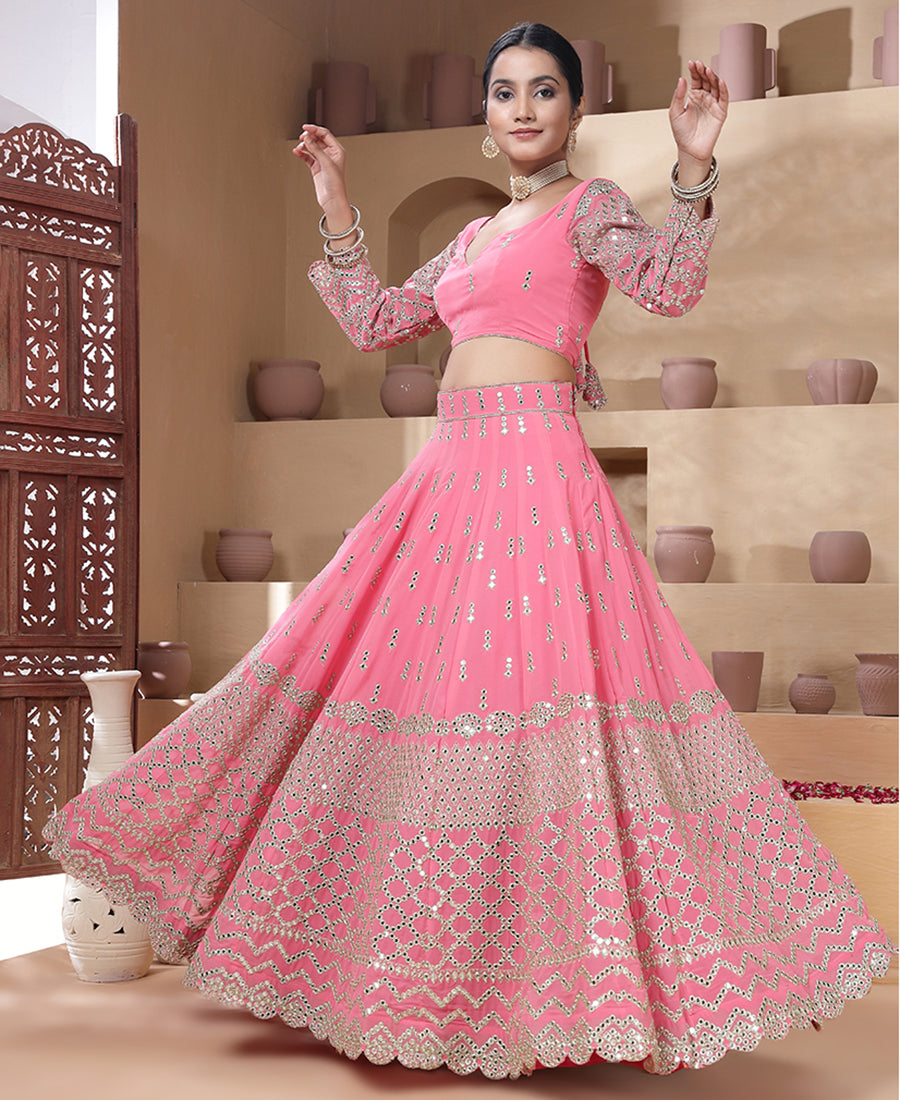 Pink Color 9mm Sequins Embroidered Lehenga Choli