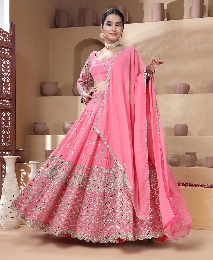 Pink Color 9mm Sequins Embroidered Lehenga Choli