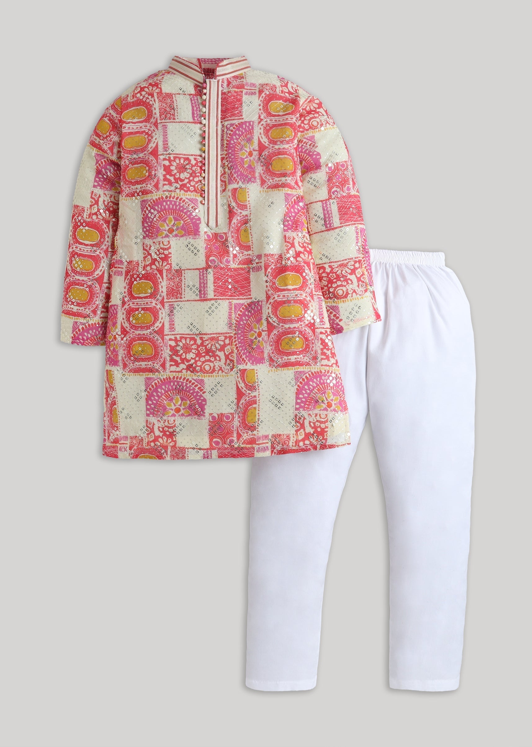 Abstract Festive Georgette Kurta Set With Sequin Detailing