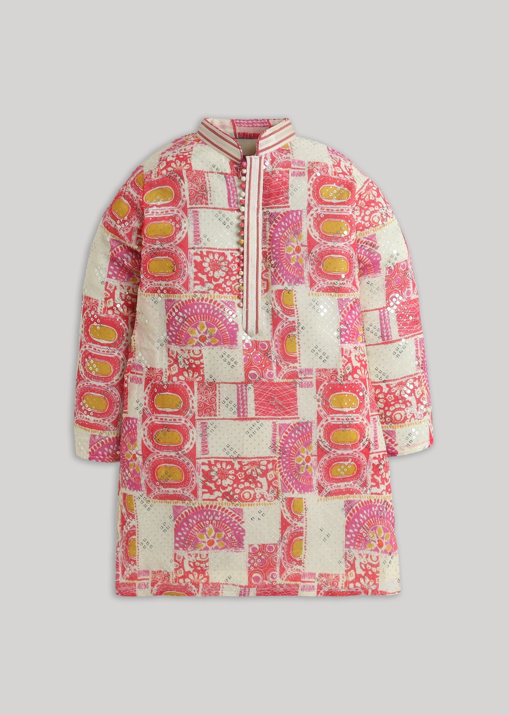 Abstract Festive Georgette Kurta Set With Sequin Detailing