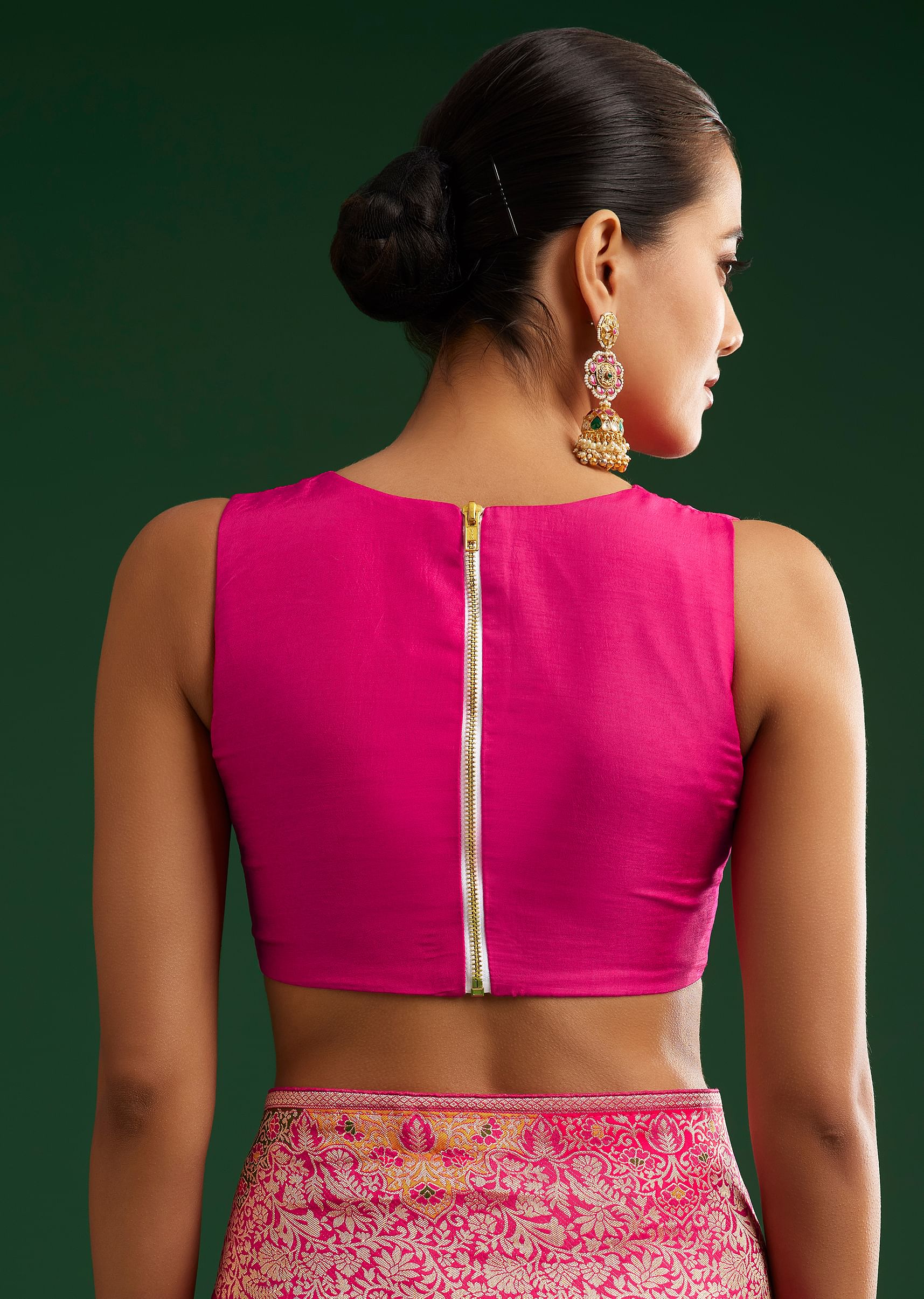 Rani Pink Dola Silk Saree With Zari Detailing