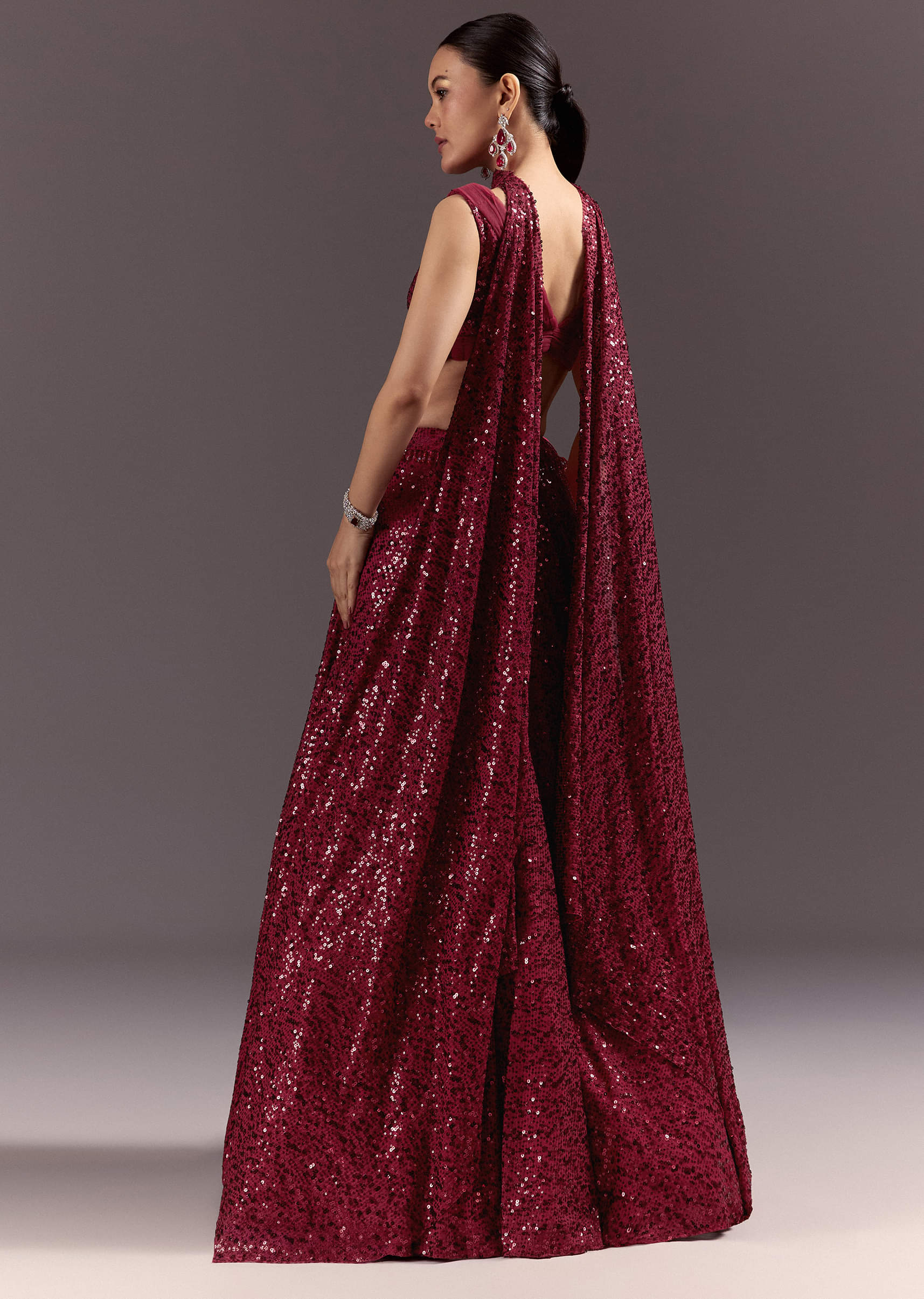Red Lehenga Set With Embellished Dupatta And Tassels