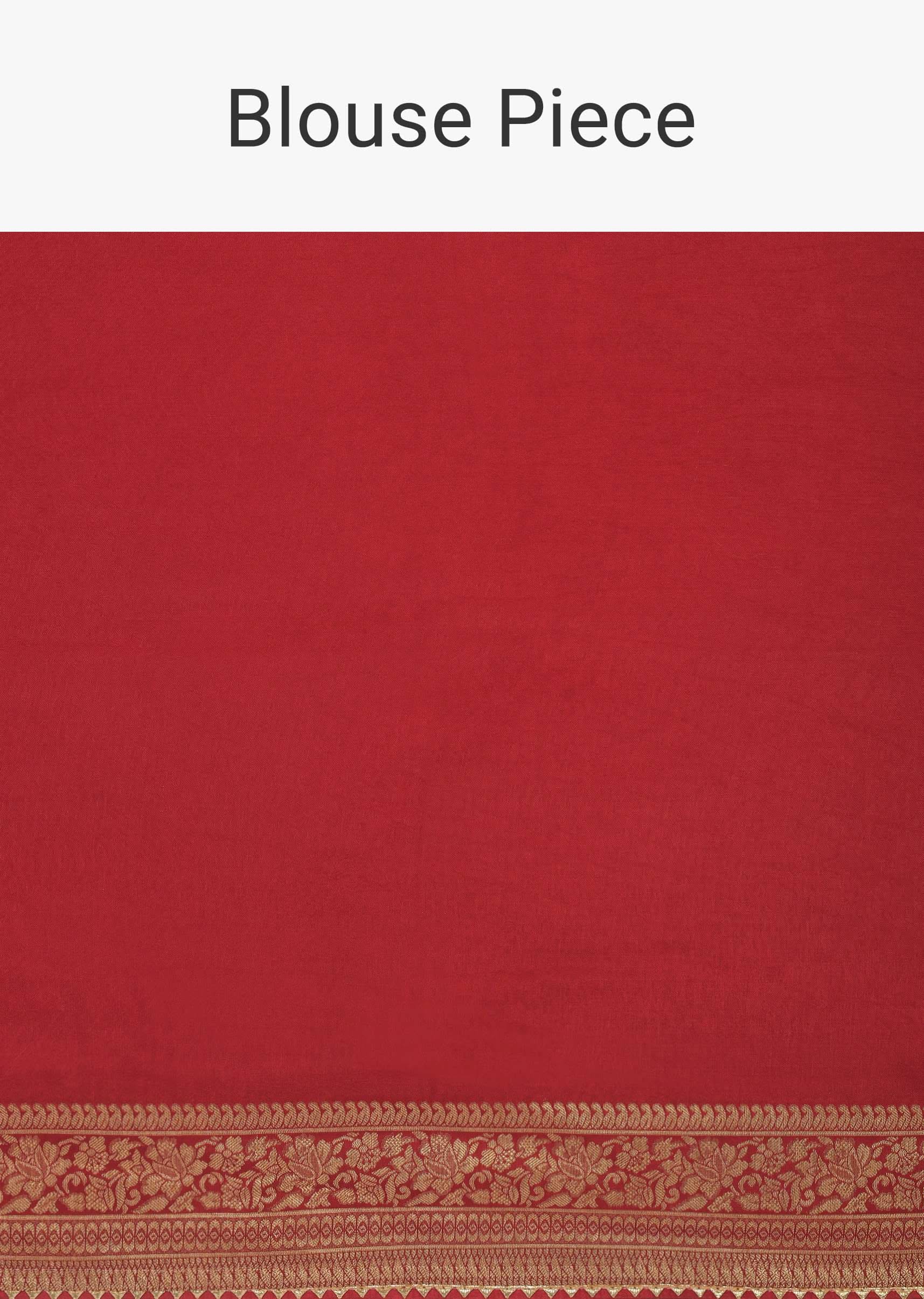 Red Bandhani Silk Woven Saree With Unstitched Blouse Piece