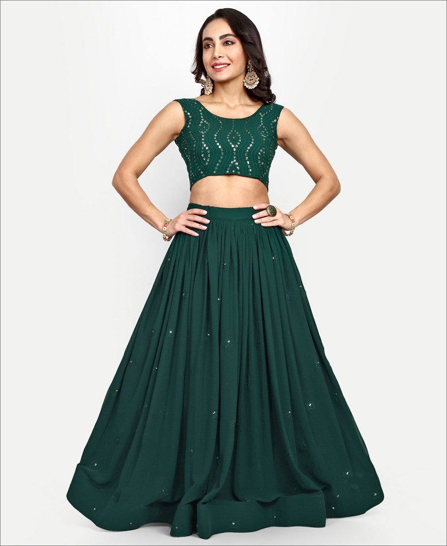 Green Color Georgette Sequence Work Lehenga Choli