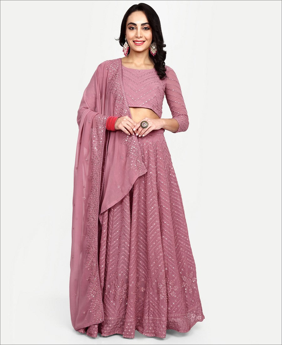 Pink Color Georgette Party Wear Lehenga Choli