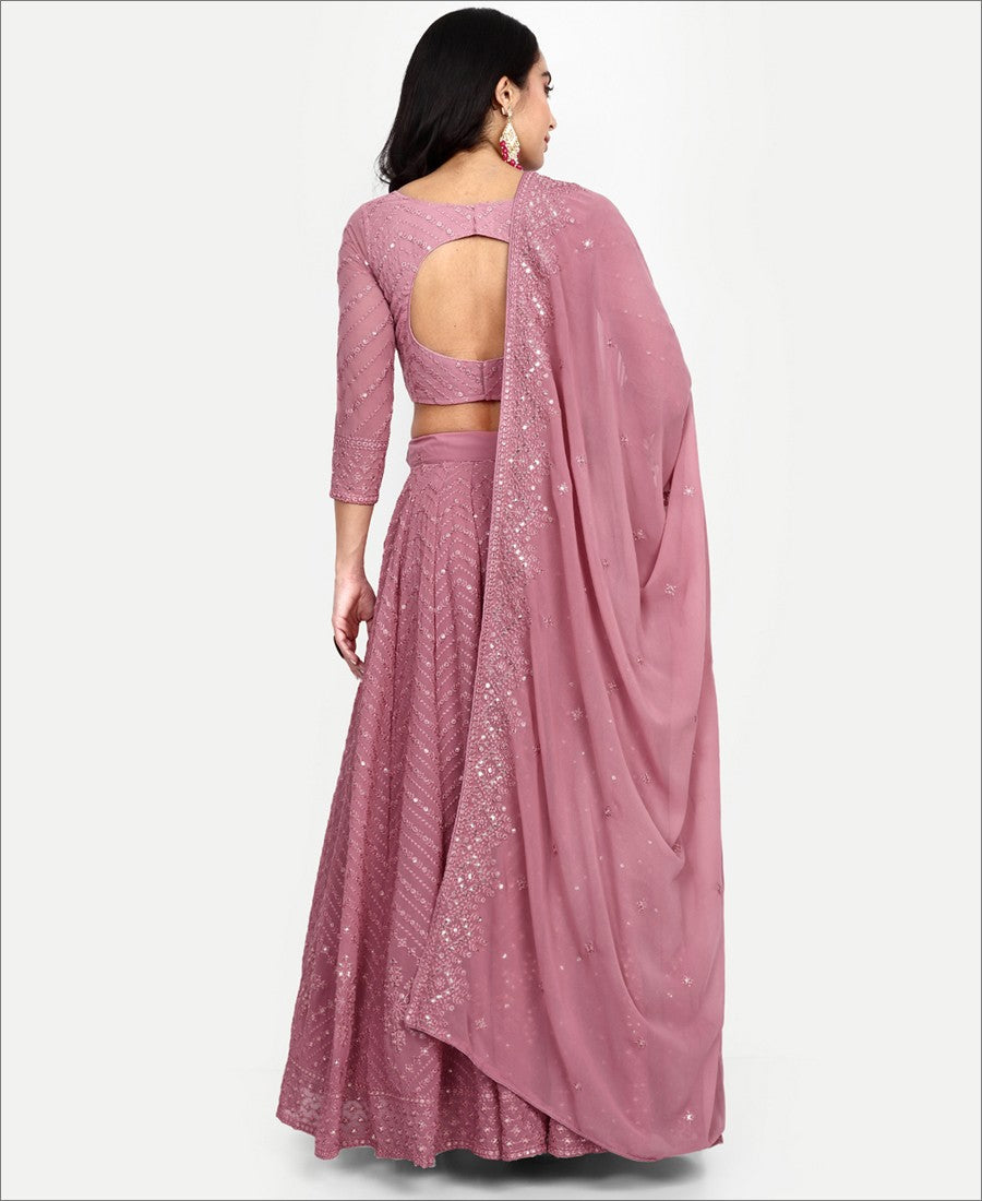 Pink Color Georgette Party Wear Lehenga Choli