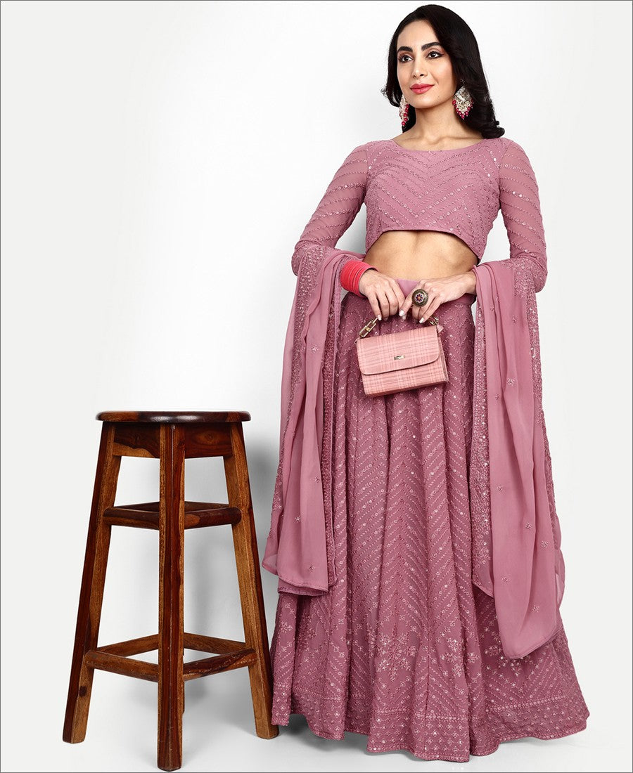Pink Color Georgette Party Wear Lehenga Choli