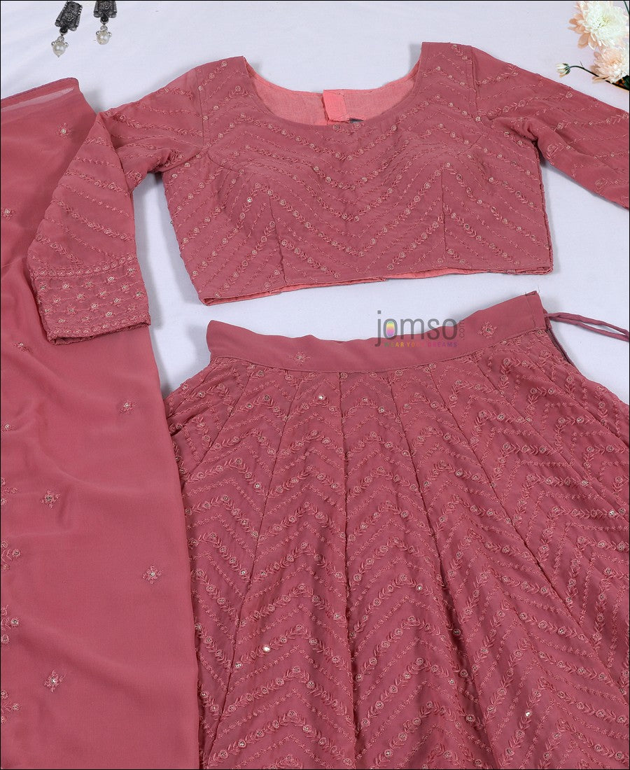 Pink Color Georgette Party Wear Lehenga Choli