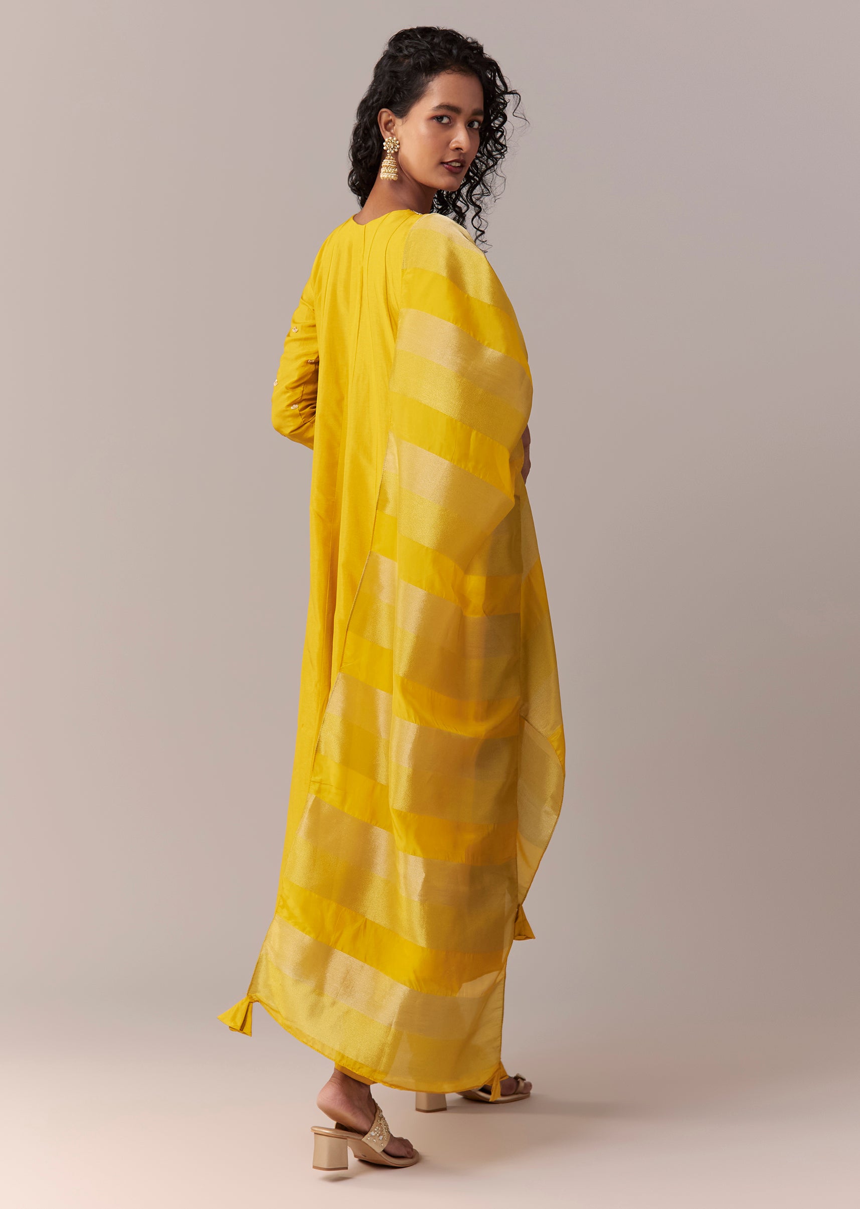 Yellow Gotta & Zardosi Anarkali Set With Dupatta