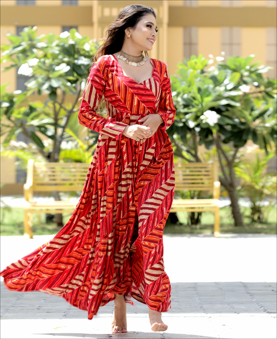 Multi Color Rayon Printed Long Kurti