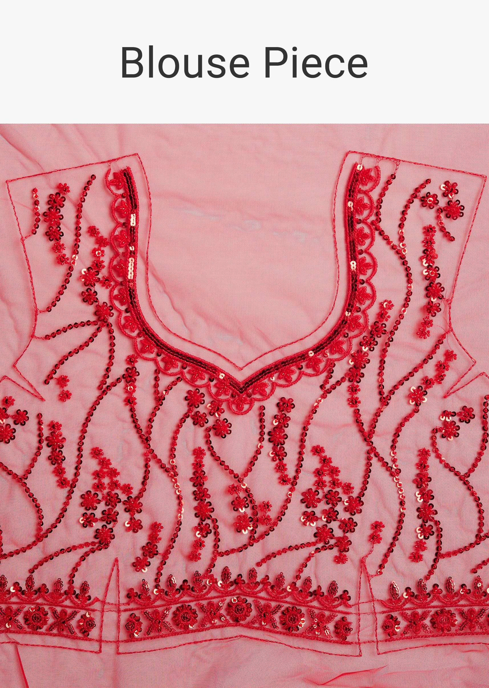 Red Net Saree With Sequins And Stone Detailing