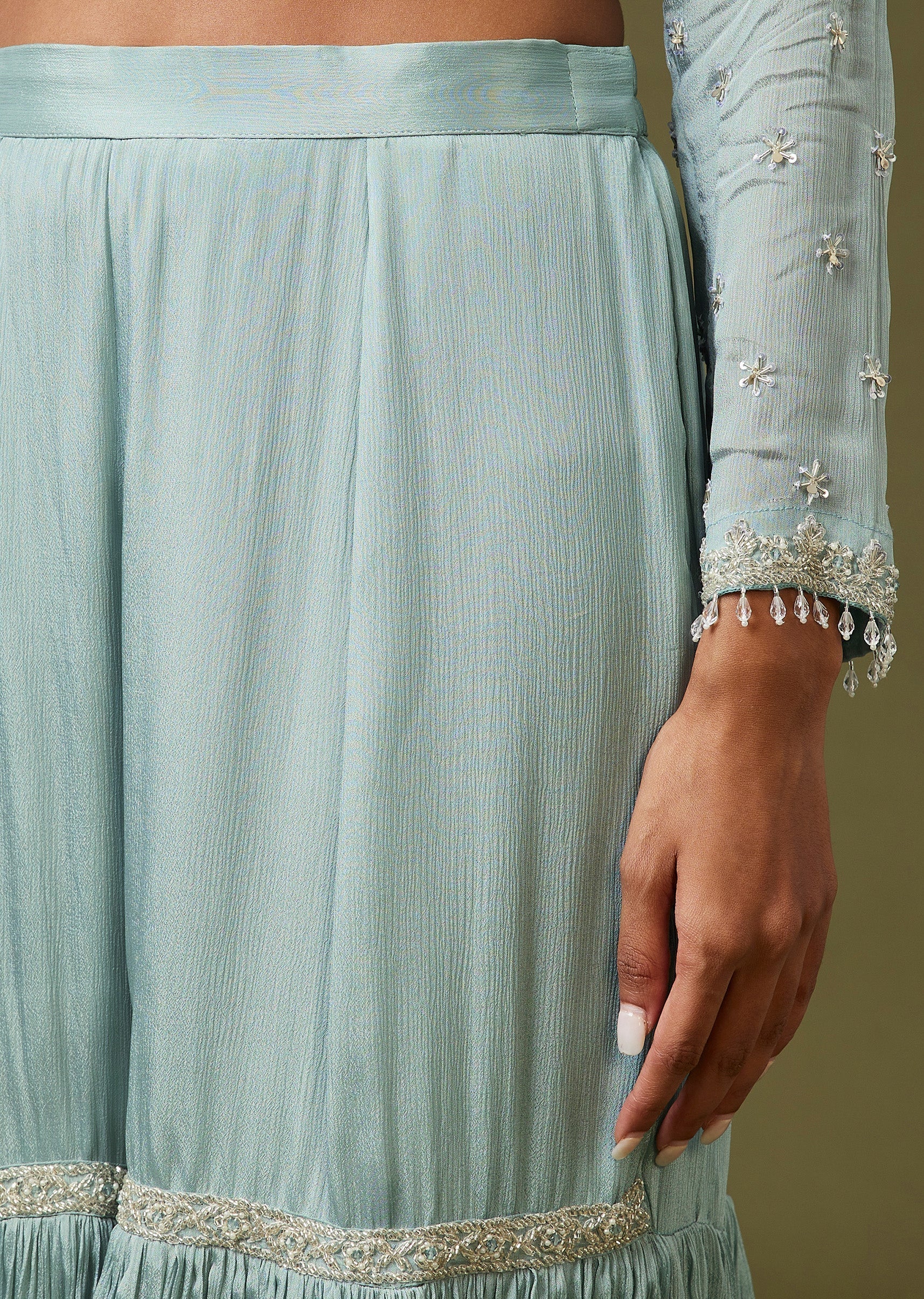 Blue Cut Dana Sequin Sharara Set With Dupatta