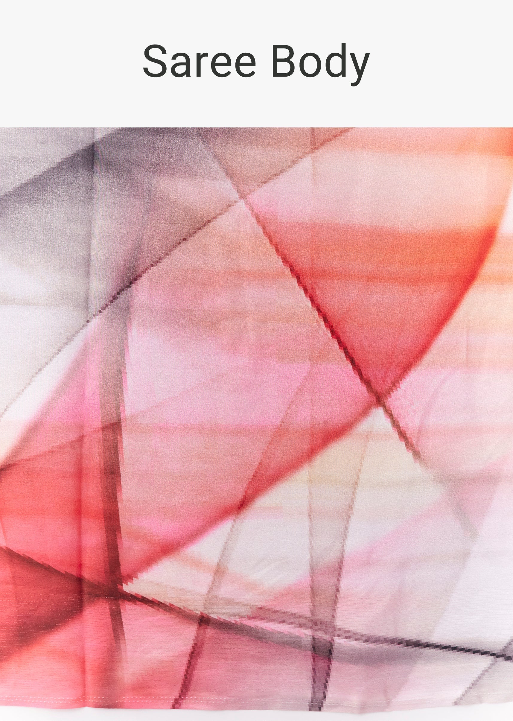 Blush Grey And Red Georgette Saree With All Over Abstract Print