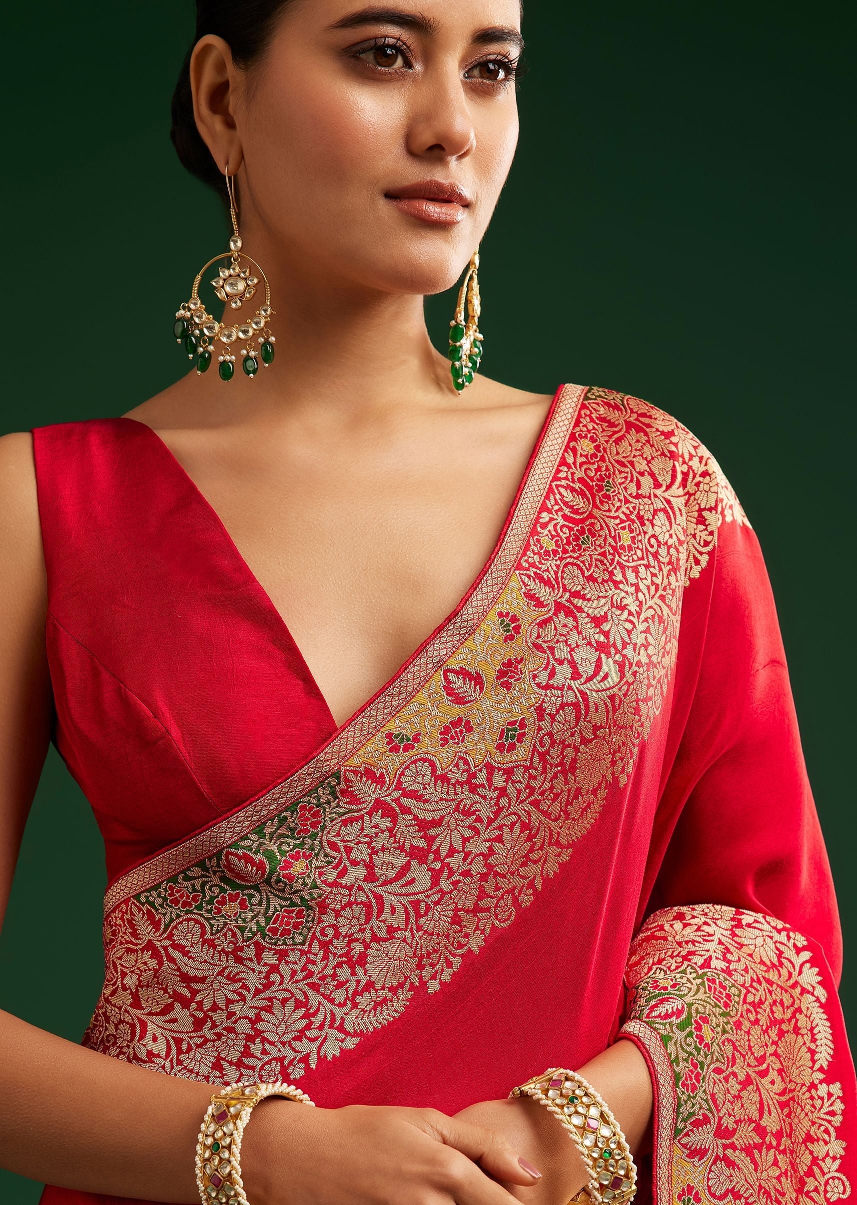 Crimson Dola Silk Saree With Intricate Zari Work
