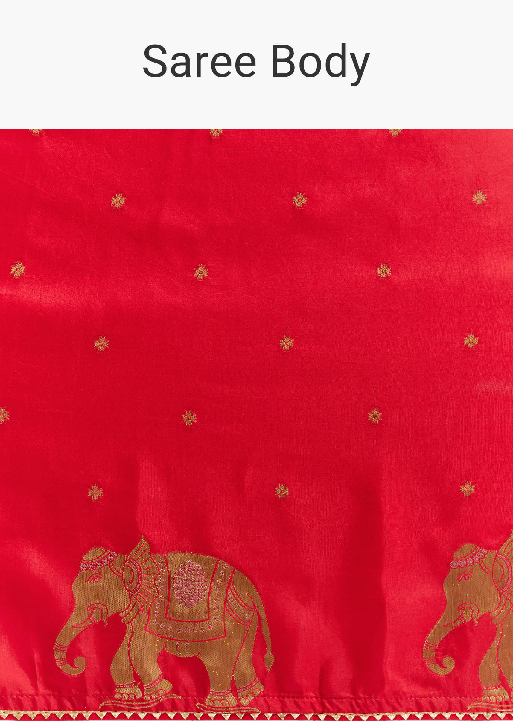 Crimson Red Chinon Woven Saree With Elephant Motifs