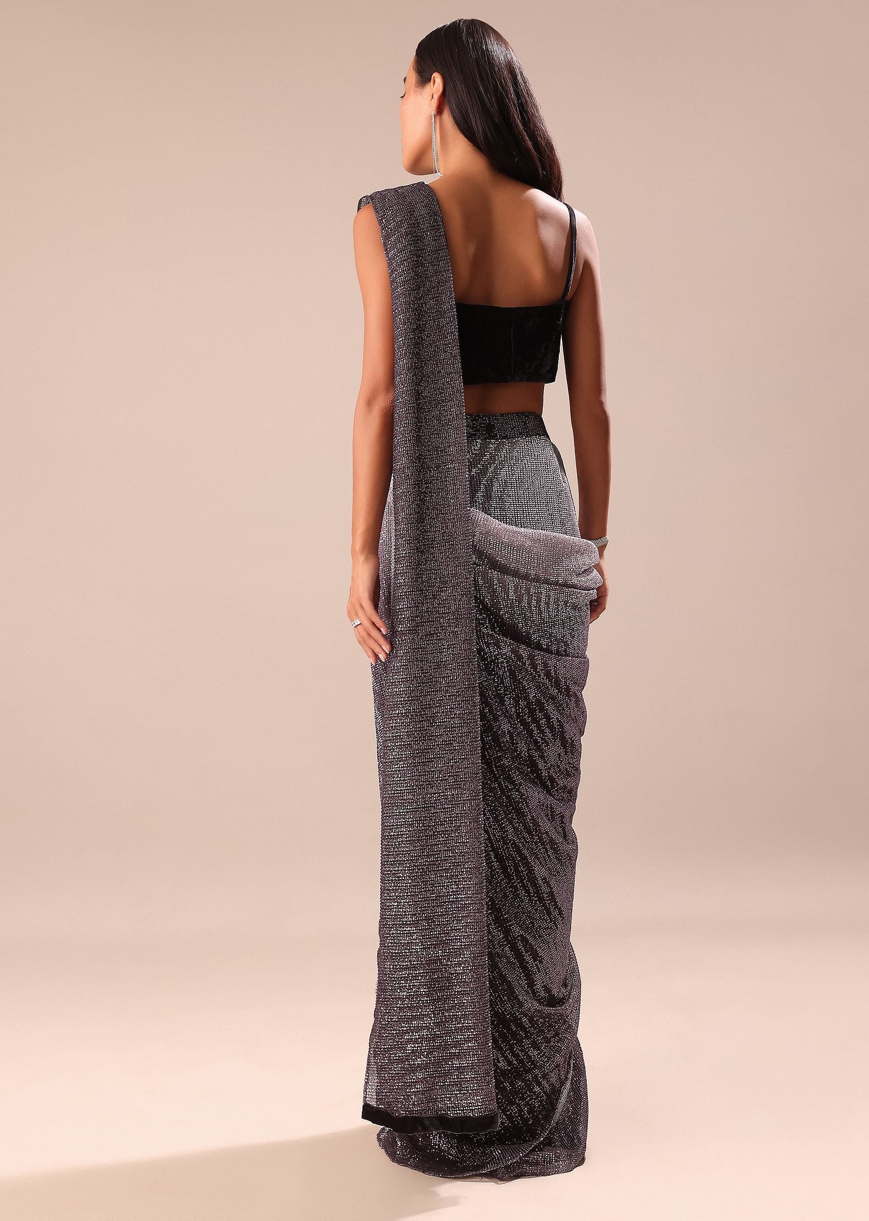 Deep Purple Ombre Shimmer Saree