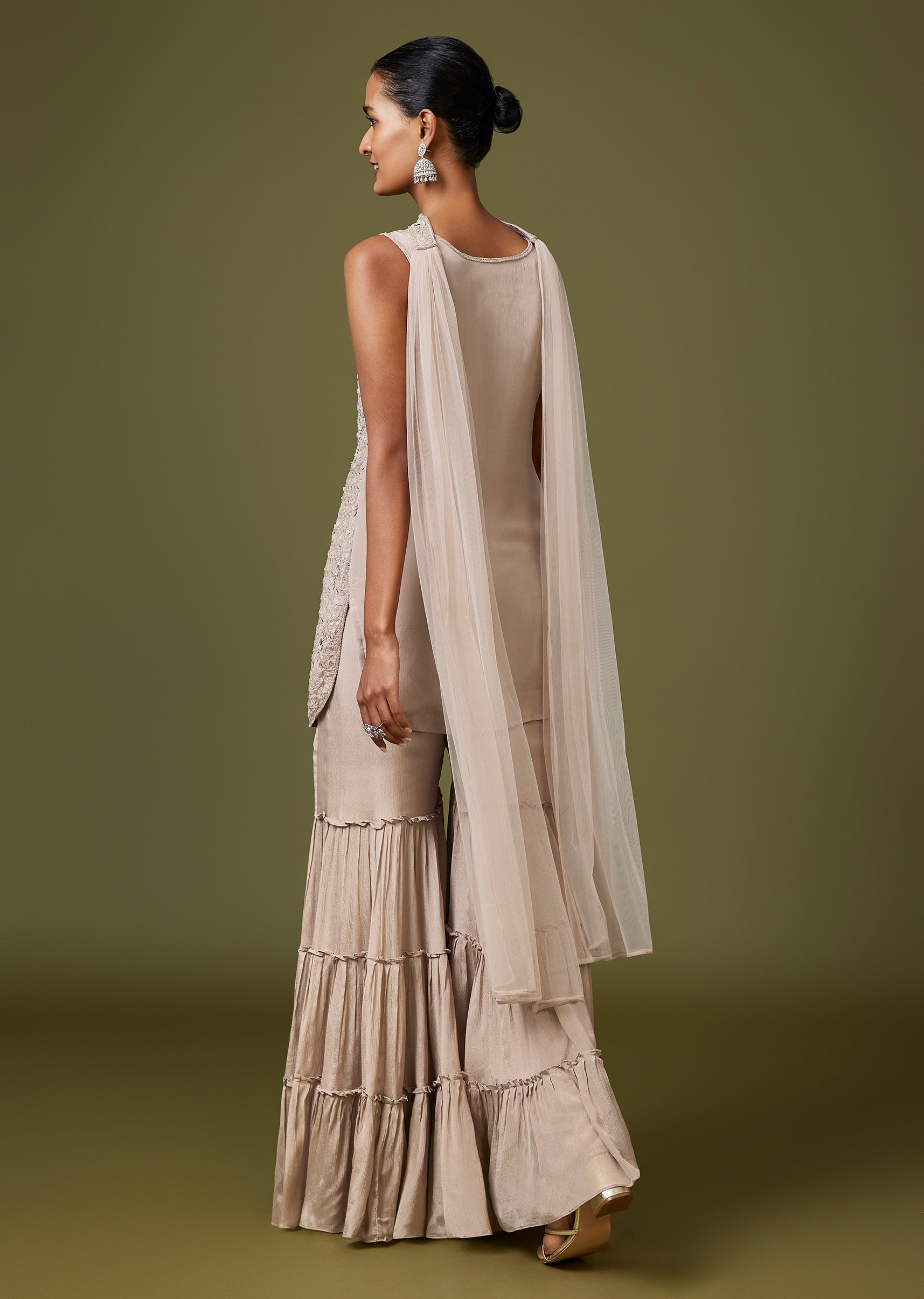 Grey Mirror Sequin Sharara Set