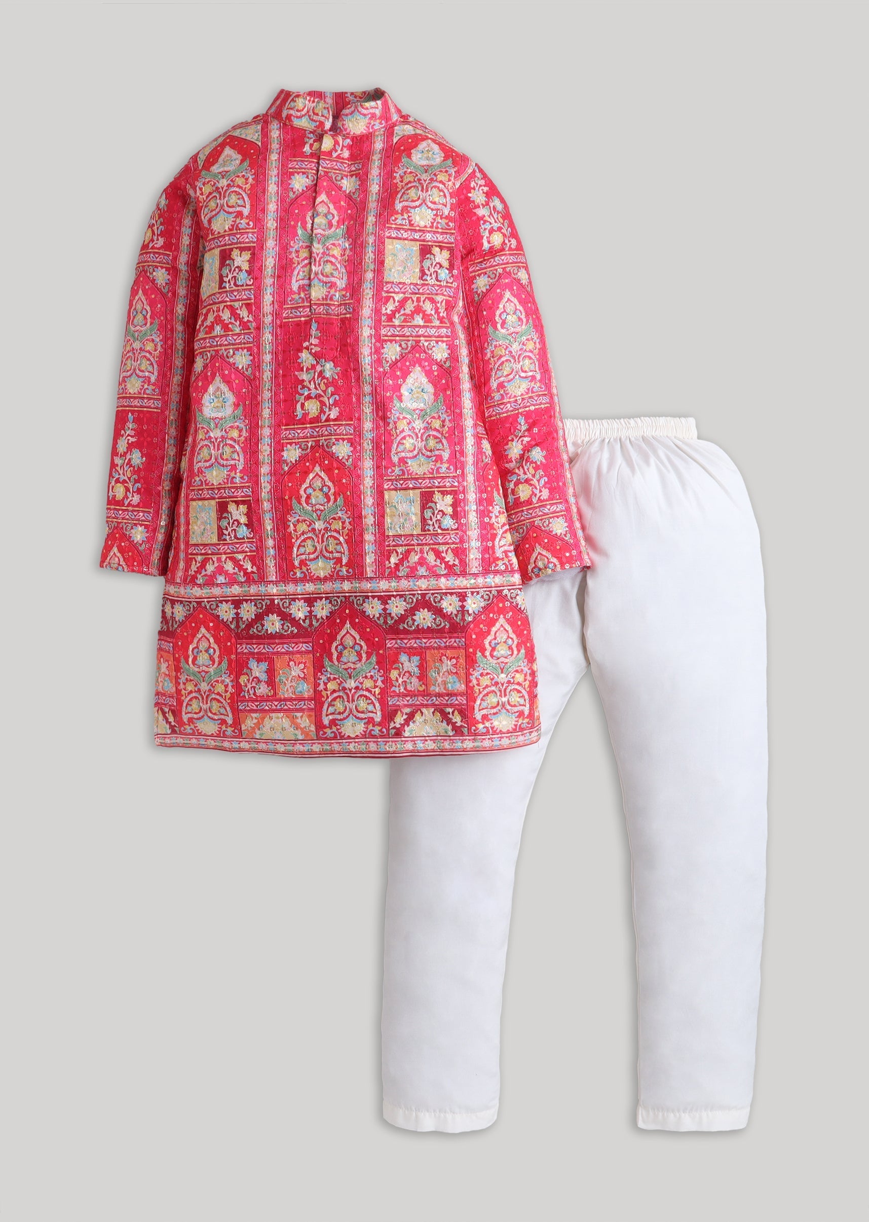 Pink Color Pop Kurta Set With Sequins And Embroidery