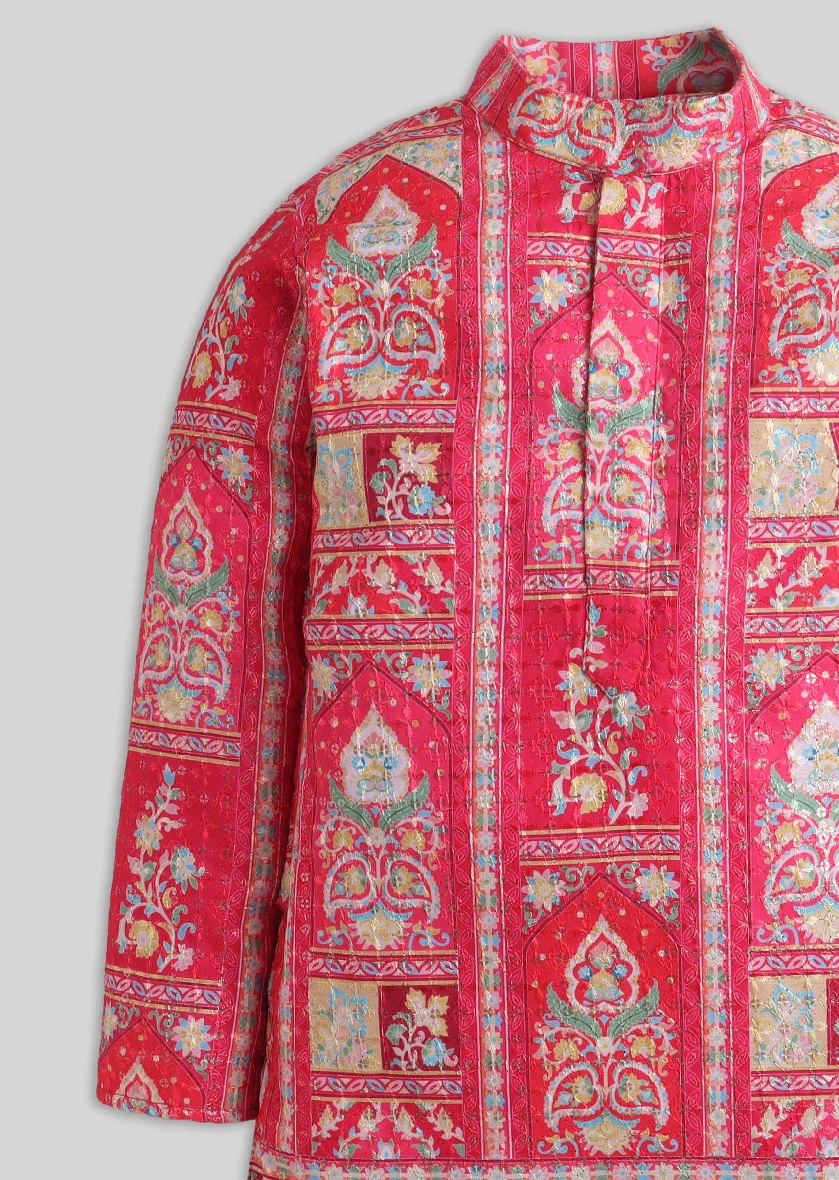 Pink Color Pop Kurta Set With Sequins And Embroidery