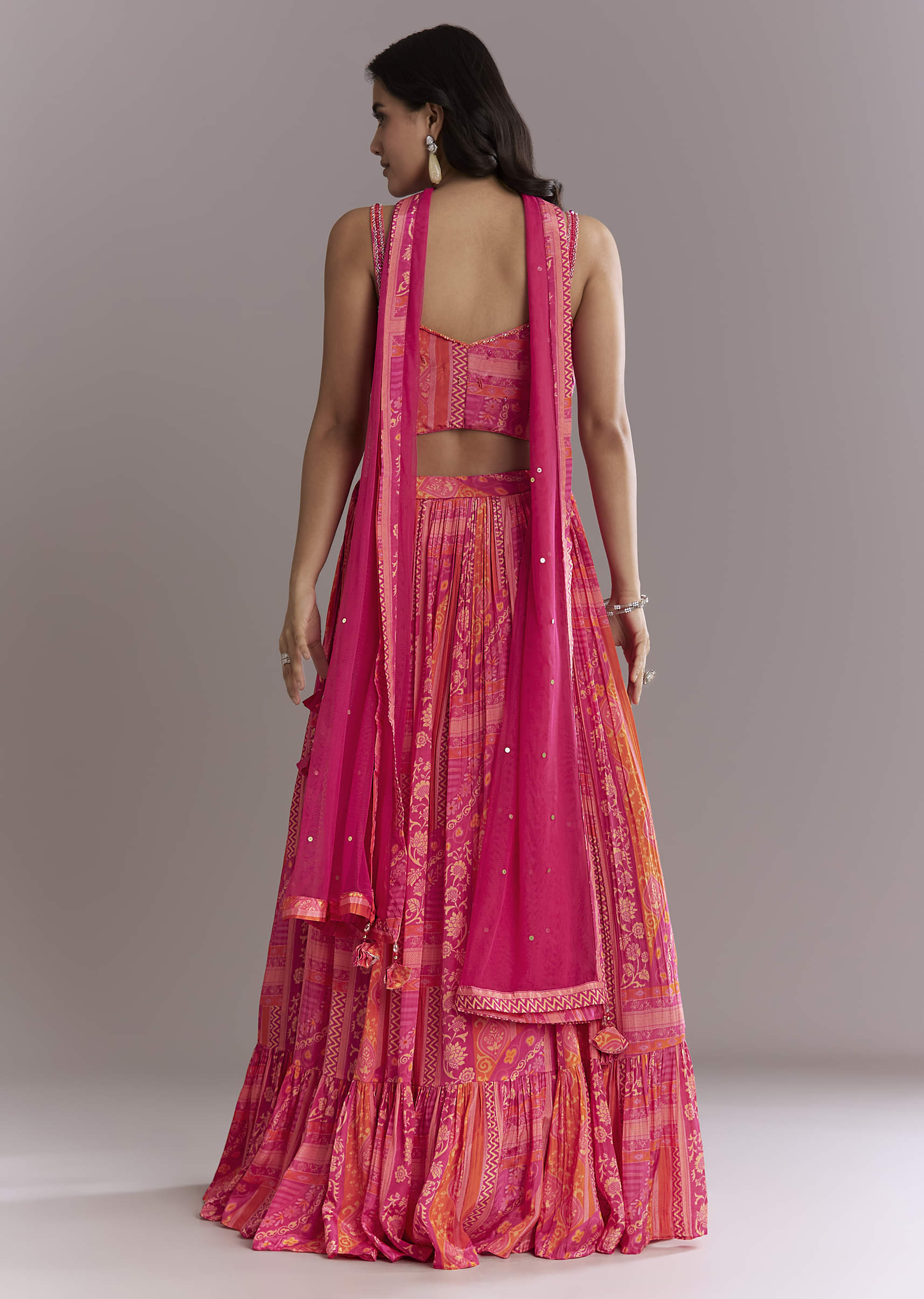 Pink Crepe Bridesmaid Lehenga With Intricate Hand Embroidery