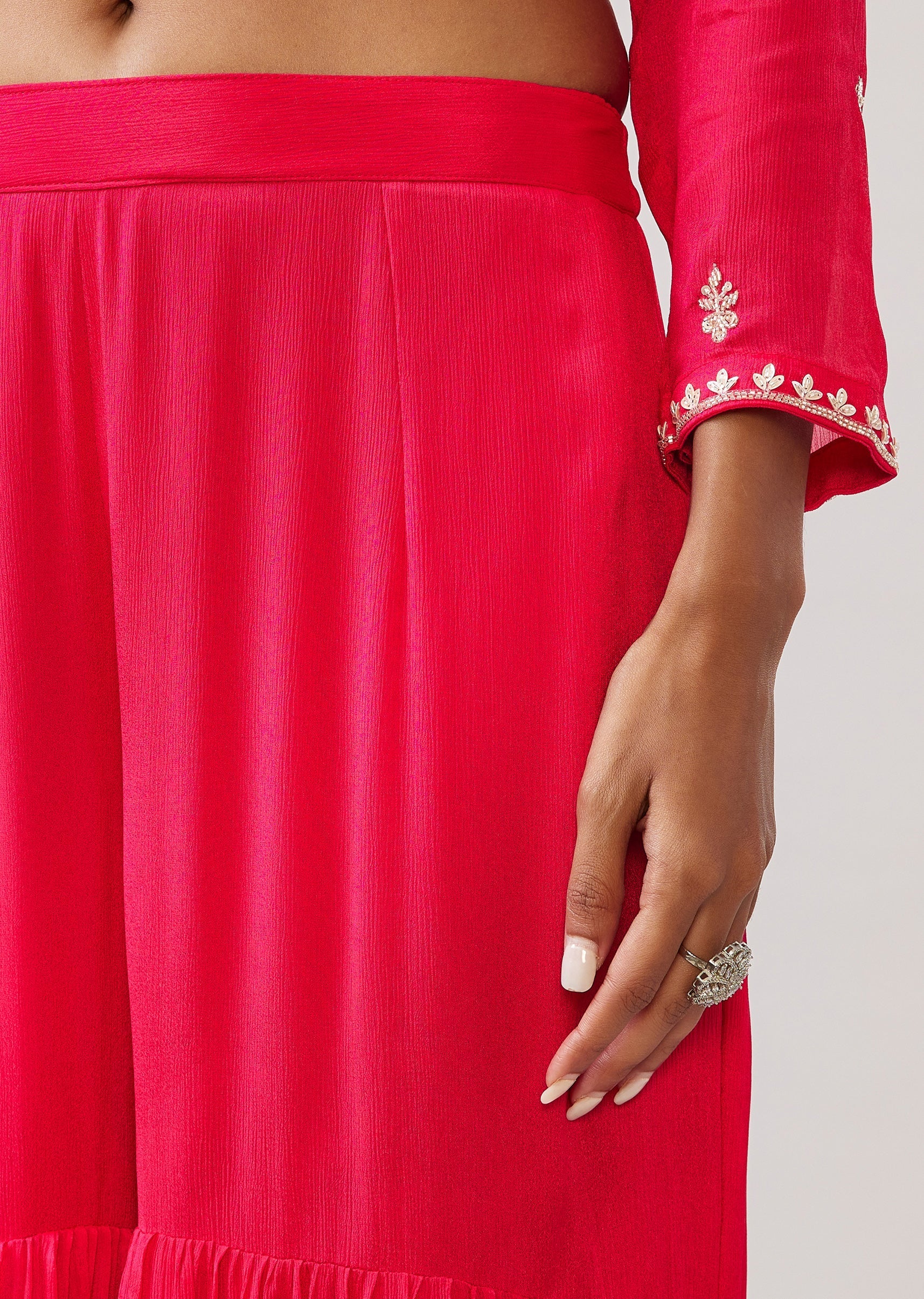 Pink Sequin Cut Dana Sharara Suit With Dupatta
