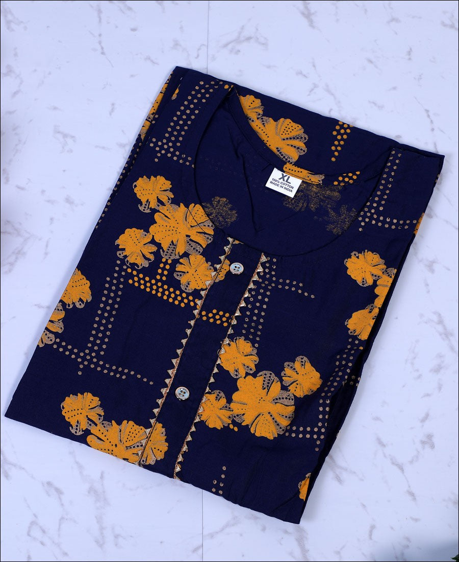Blue Rayon Block Print Kurti