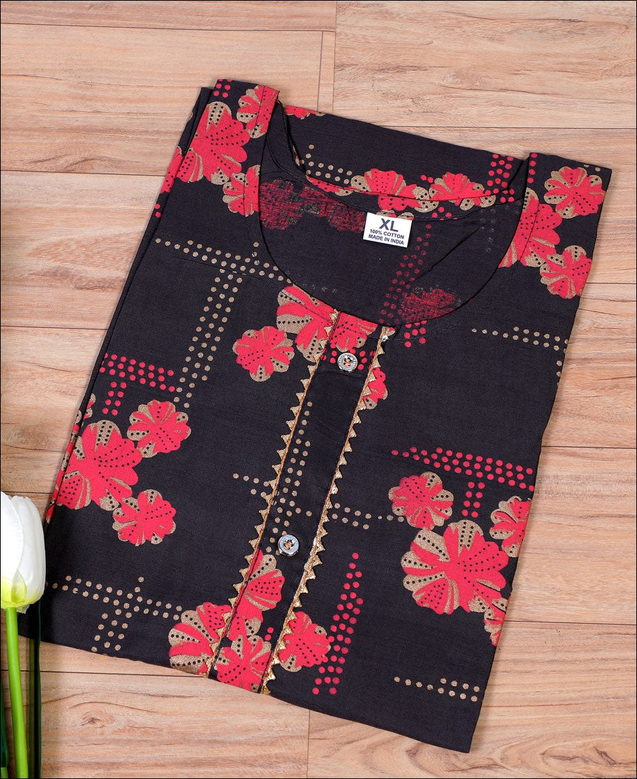 Grey Coloured Rayon Block Print Kurti