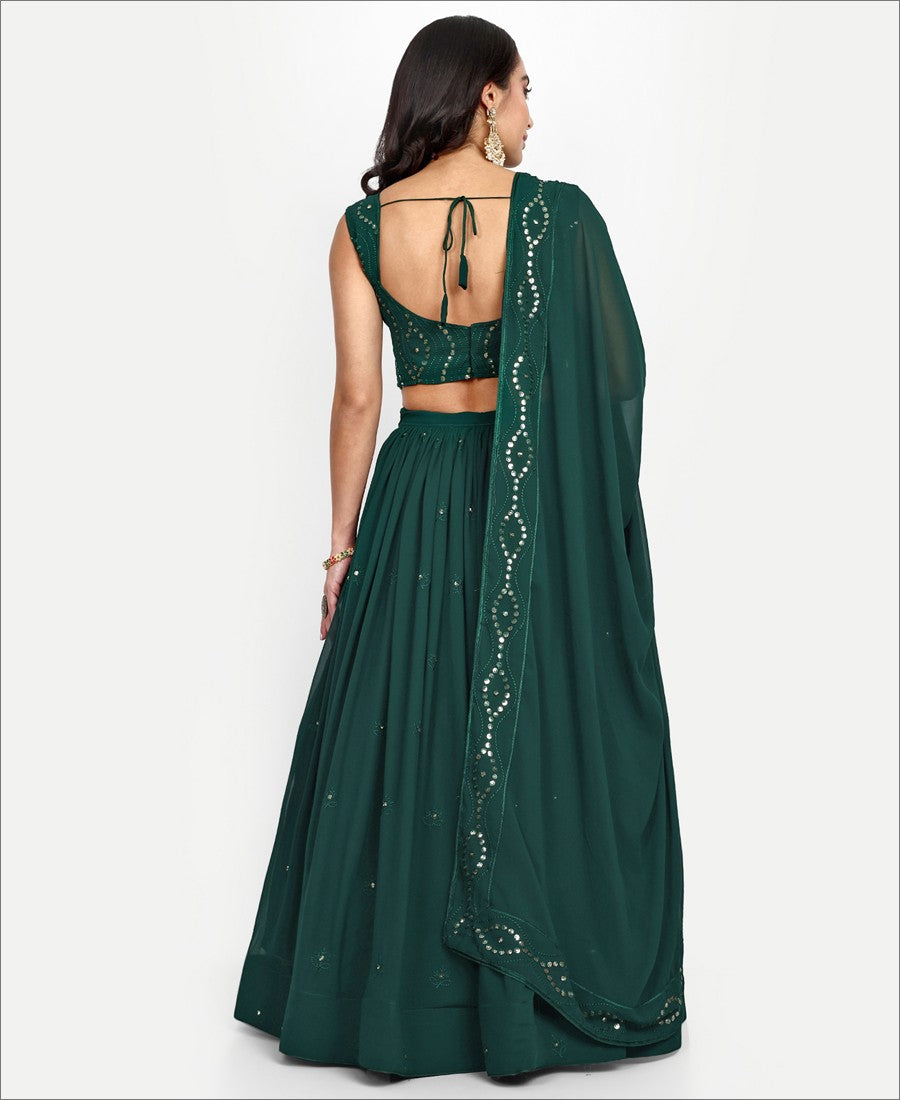 Green Color Georgette Sequence Work Lehenga Choli